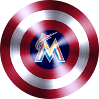 captain american shield with miami marlins logo decal sticker