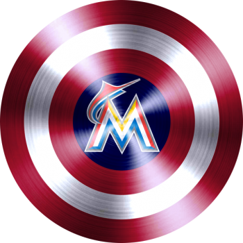 captain american shield with miami marlins logo decal sticker